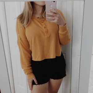 Out From Under Emmy Cropped Henley Top